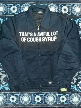 Dickies Black Zip-Up Bomber Jacket with White Chest Slogan